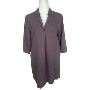 Garnet Hill Linen Collared Popover Dress Sz 6 Classic Timeless Effortlessly Chic